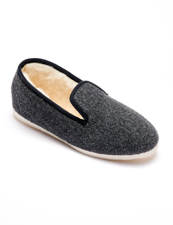 Charentaises silencieuses unies fourrées laine (anthracite) Charentaises silencieuses unies fourrées laine (anthracite)